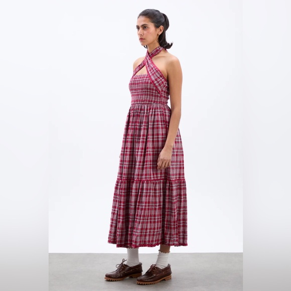 Damson Madder Dresses & Skirts - Damson Madder Pia Red Check Halter Neck Dress size 6
